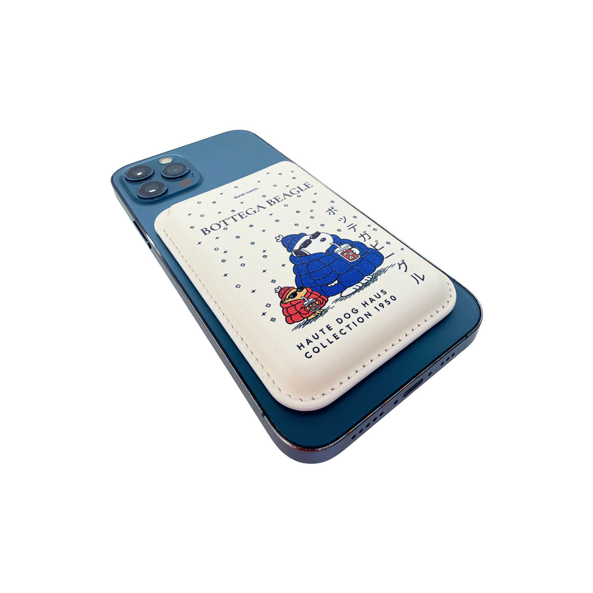 Bottega Beagle MagSafe Phone Wallet by Donburee x Pinbuds, angled view 4 of 5
