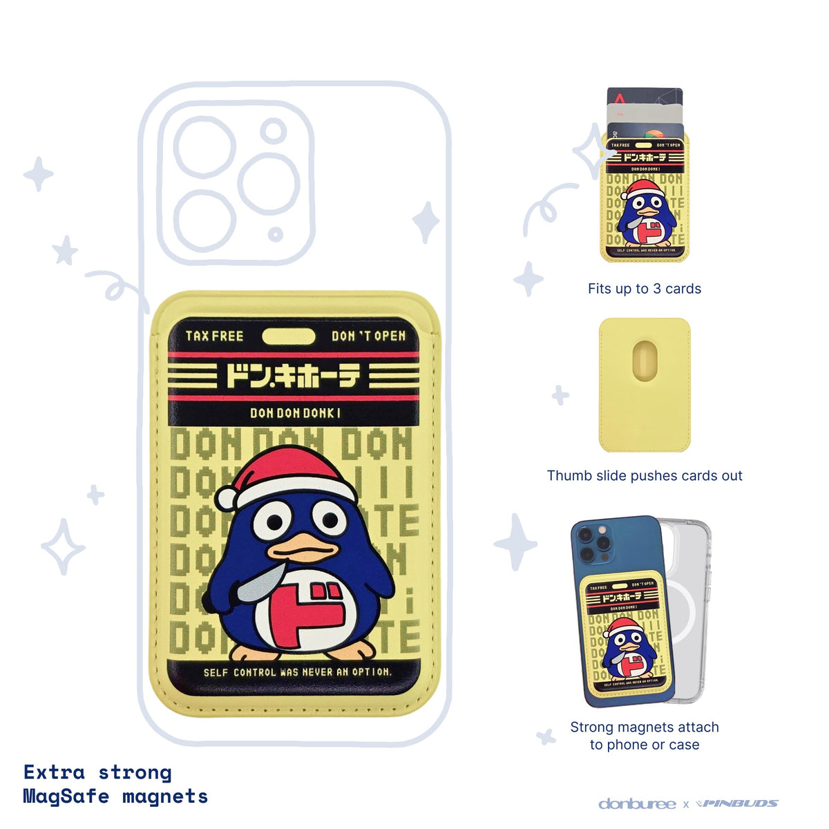 Don Don Donki MagSafe Phone Wallet by Donburee x Pinbuds, main product photo