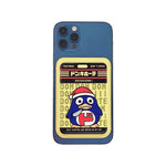 Don Don Donki MagSafe Phone Wallet by Donburee x Pinbuds, on a MagSafe iPhone