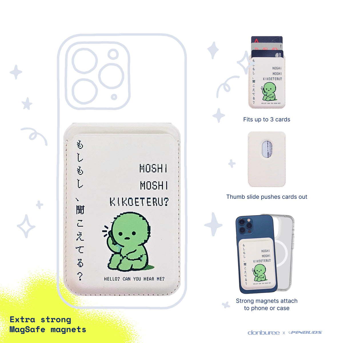 Moshi Moshi MagSafe Phone Wallet by Donburee x Pinbuds, main product photo