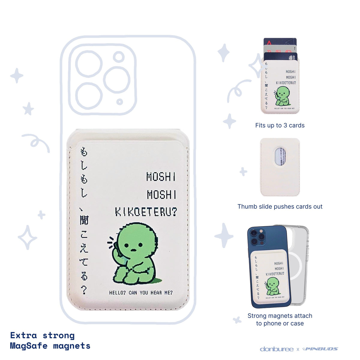 Moshi Moshi MagSafe Phone Wallet by Donburee x Pinbuds, main product photo