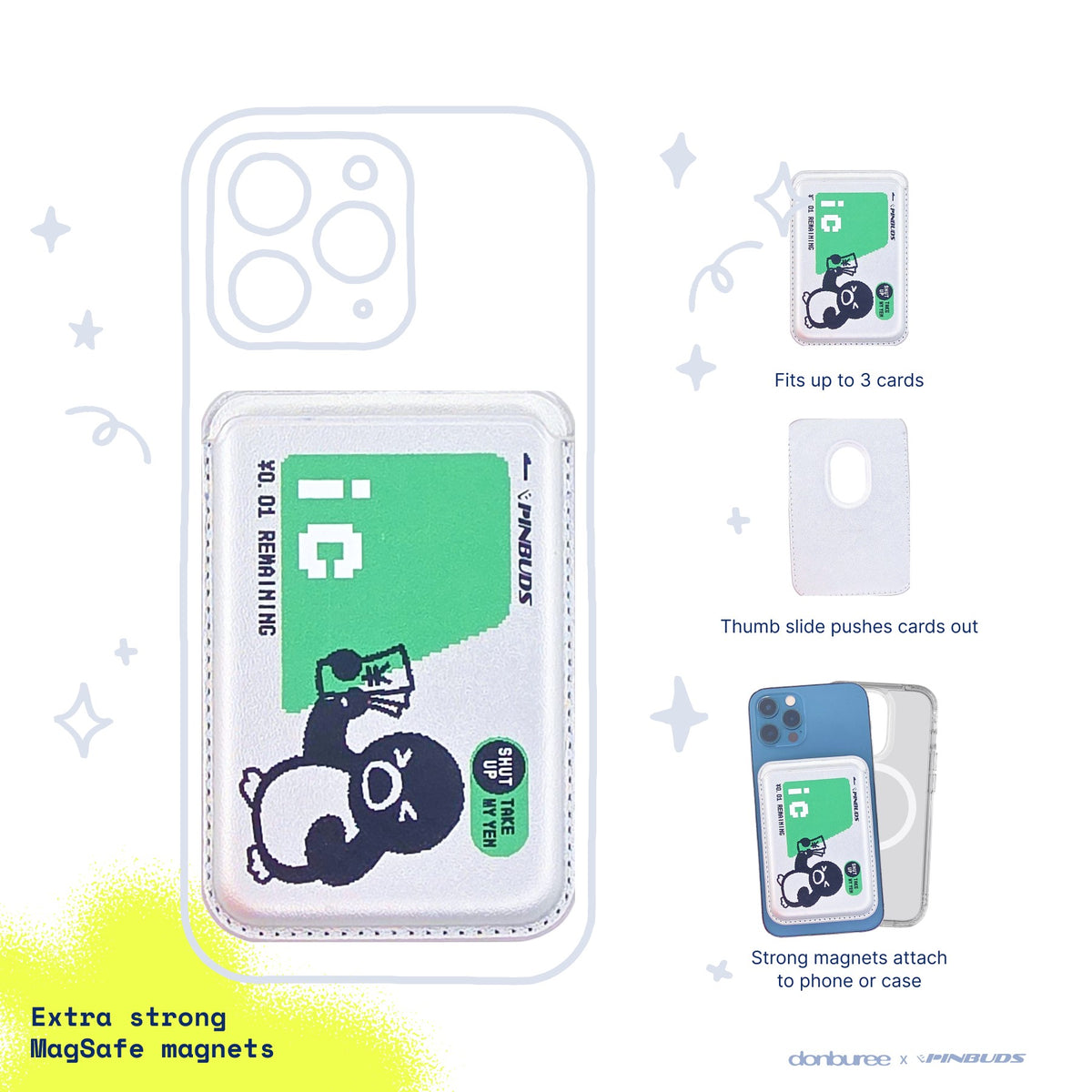 Penguin IC MagSafe Phone Wallet by Donburee x Pinbuds, main product photo