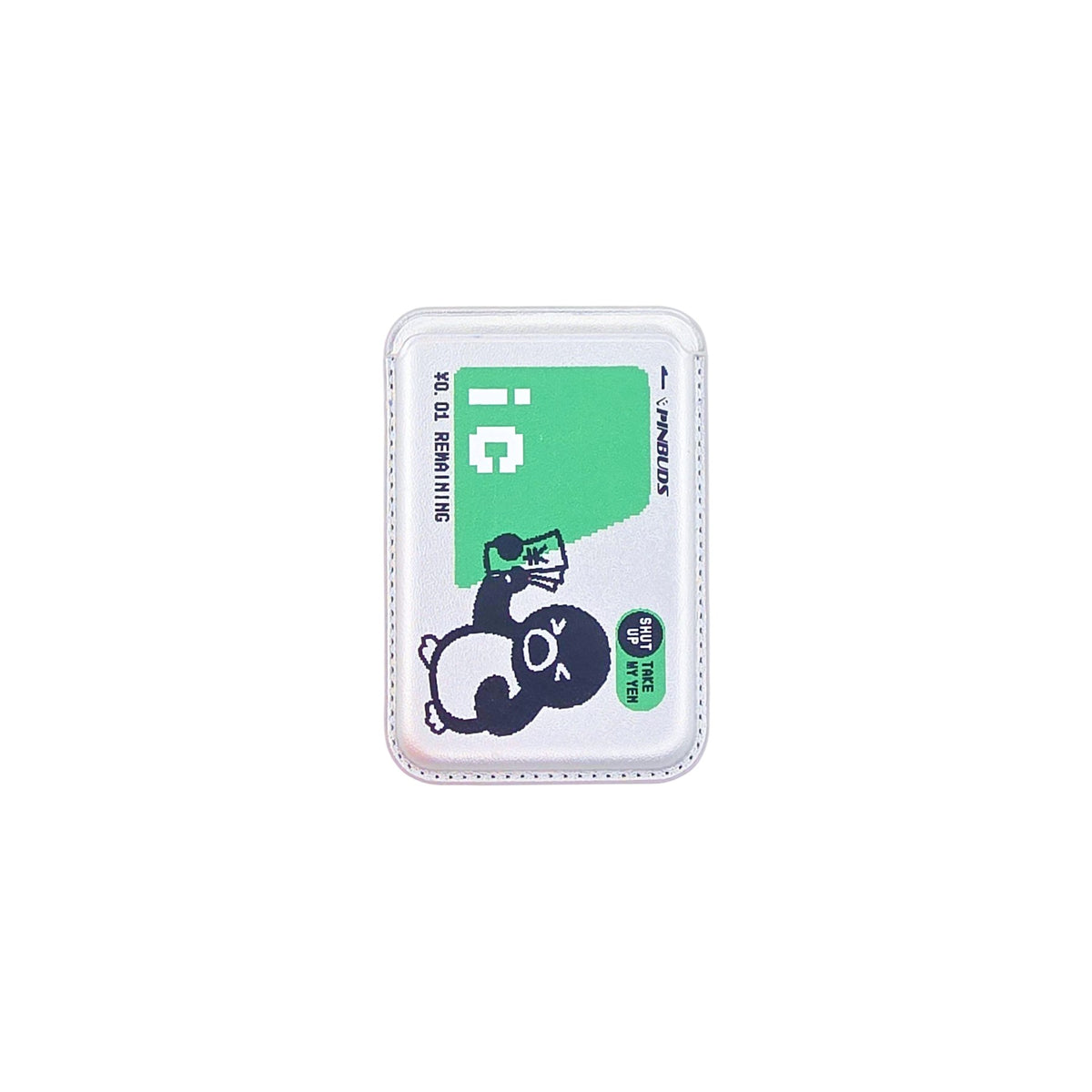 Penguin IC MagSafe Phone Wallet by Donburee x Pinbuds, front view