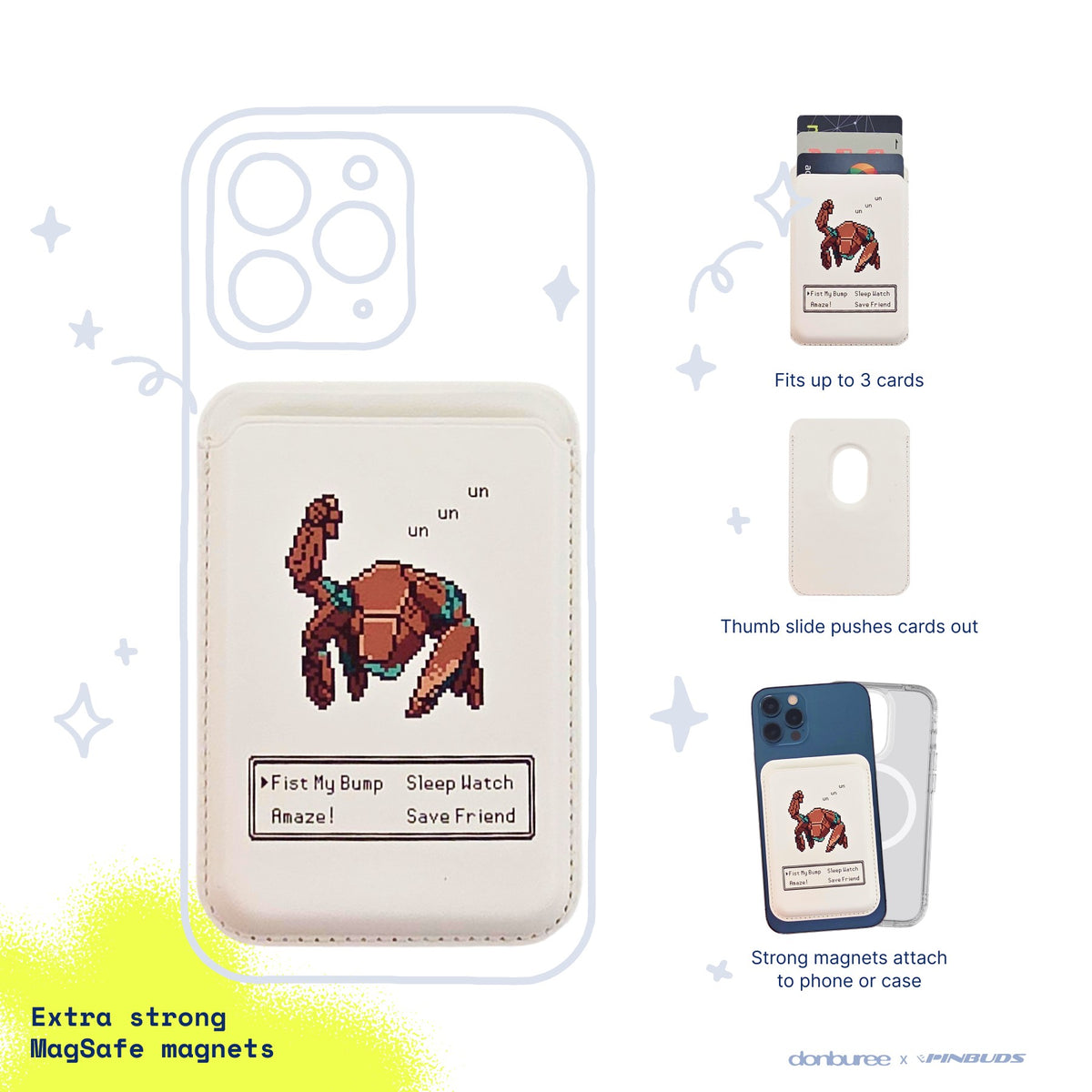 Rockymon MagSafe Phone Wallet by Donburee x Pinbuds, main product photo