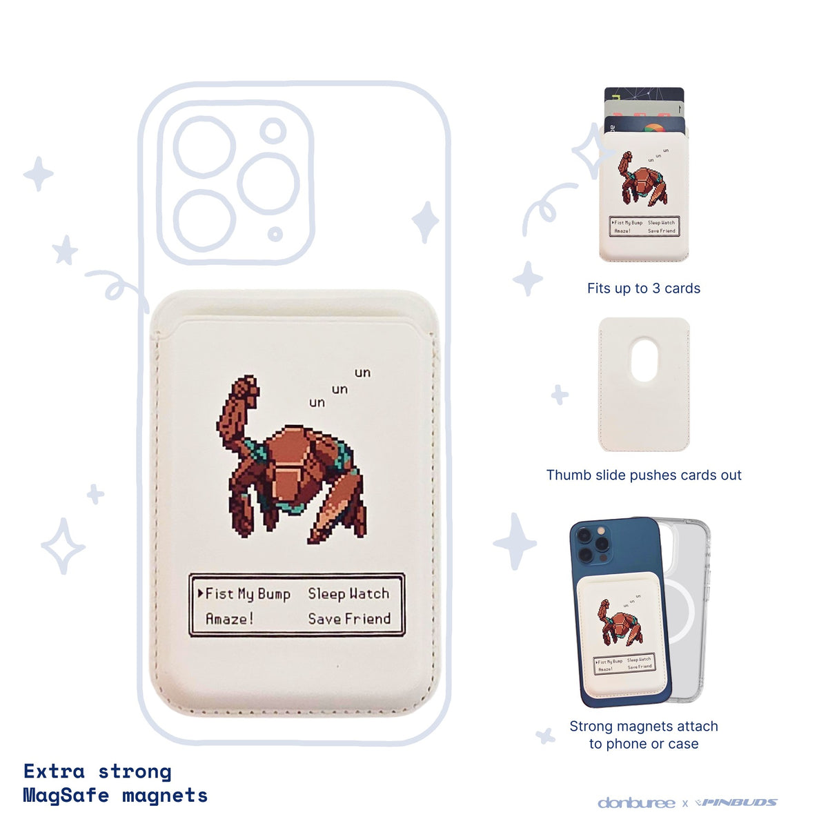 Rockymon MagSafe Phone Wallet by Donburee x Pinbuds, main product photo