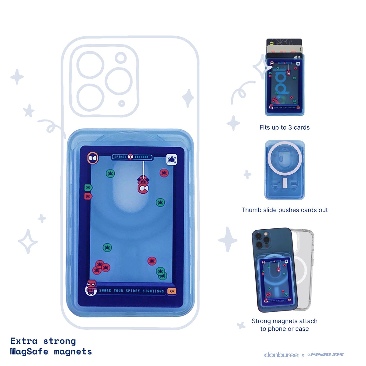 Spider Track MagSafe Phone Wallet by Donburee x Pinbuds, main product photo