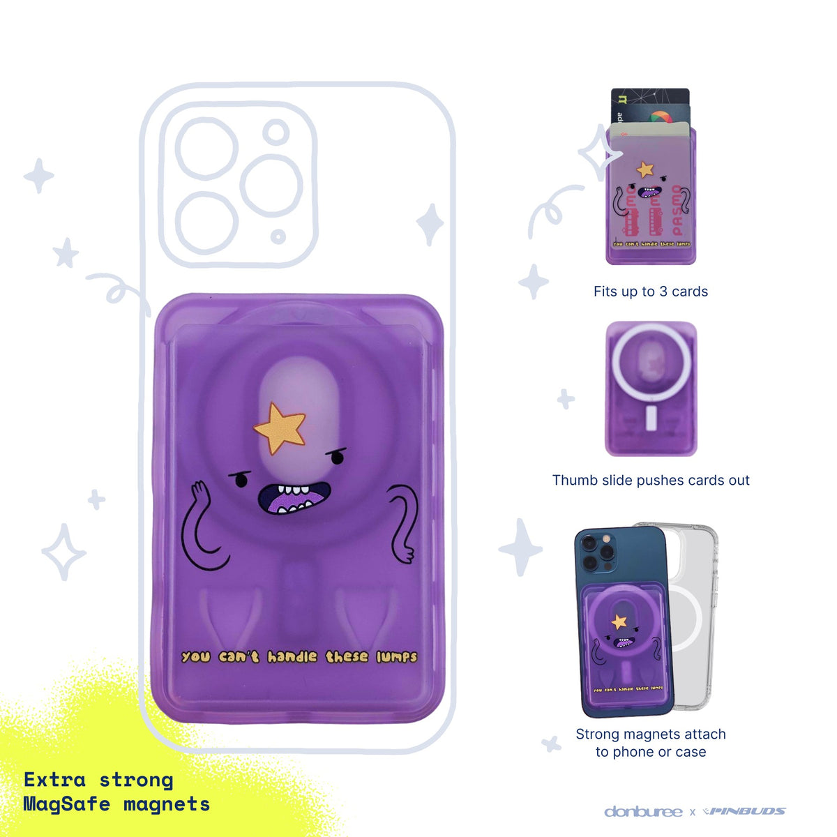 These Lumps MagSafe Phone Wallet by Donburee x Pinbuds, main product photo