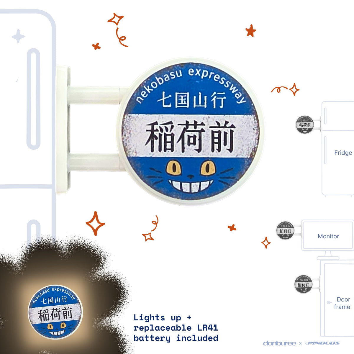 Nekobasu Magnet Light by Donburee x Pinbuds, main product photo