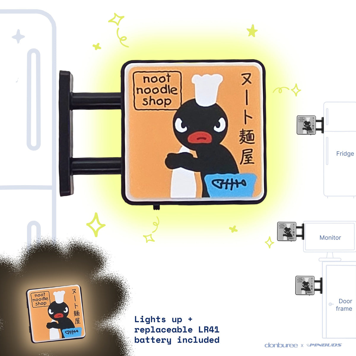 Noot Noodle Magnet Light by Donburee x Pinbuds, main product photo