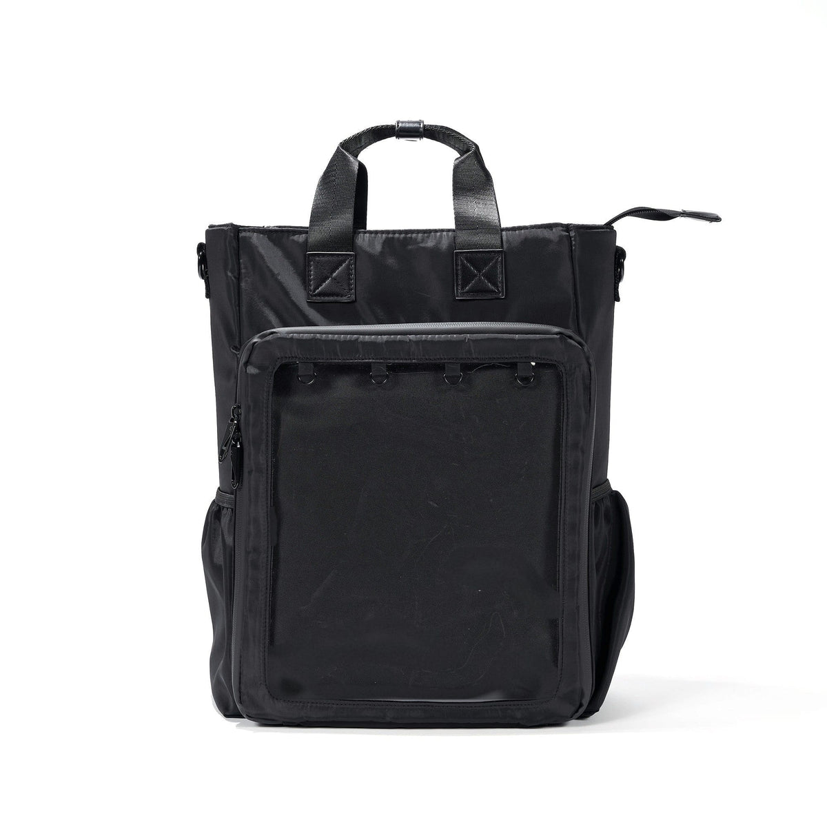 15" 3-Way ITA backpack in black Oxford, front view, window empty