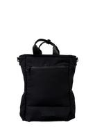 Cotton Convertible ITA Bag 15", black: back view with the backpack straps tucked away