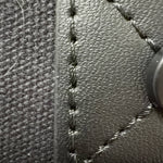 Cotton Convertible ITA Bag 15", black: close-up of the 12oz cotton and vegan leather trim stitching