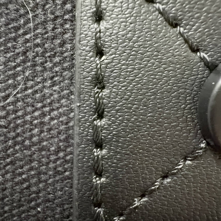 Cotton Convertible ITA Bag 15", black: close-up of the 12oz cotton and vegan leather trim stitching