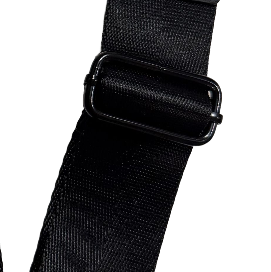 Cotton Convertible ITA Bag 15", black: close-up of the strap adjuster buckle, cut out