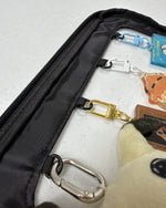 Cotton Convertible ITA Bag 15", black: D-rings inside the clear window holding charms