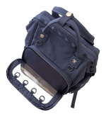 Dual Window ITA backpack 15", navy: front window open, D-rings along the window edge