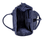 Dual Window ITA backpack 15", navy: top opened wide, laptop sleeve and inside pockets