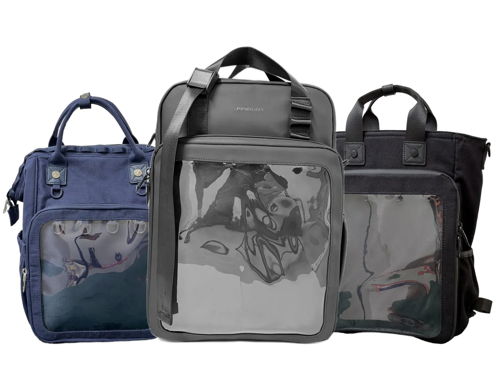 Pinbuds 2026 ITA bags: Navy dual window, 17 inch 4-way and 15 inch 3-way cotton