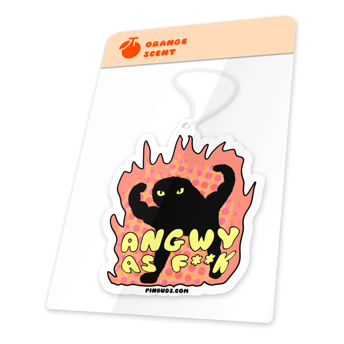Angwy as Fuck Cat car air freshener by Pinbuds