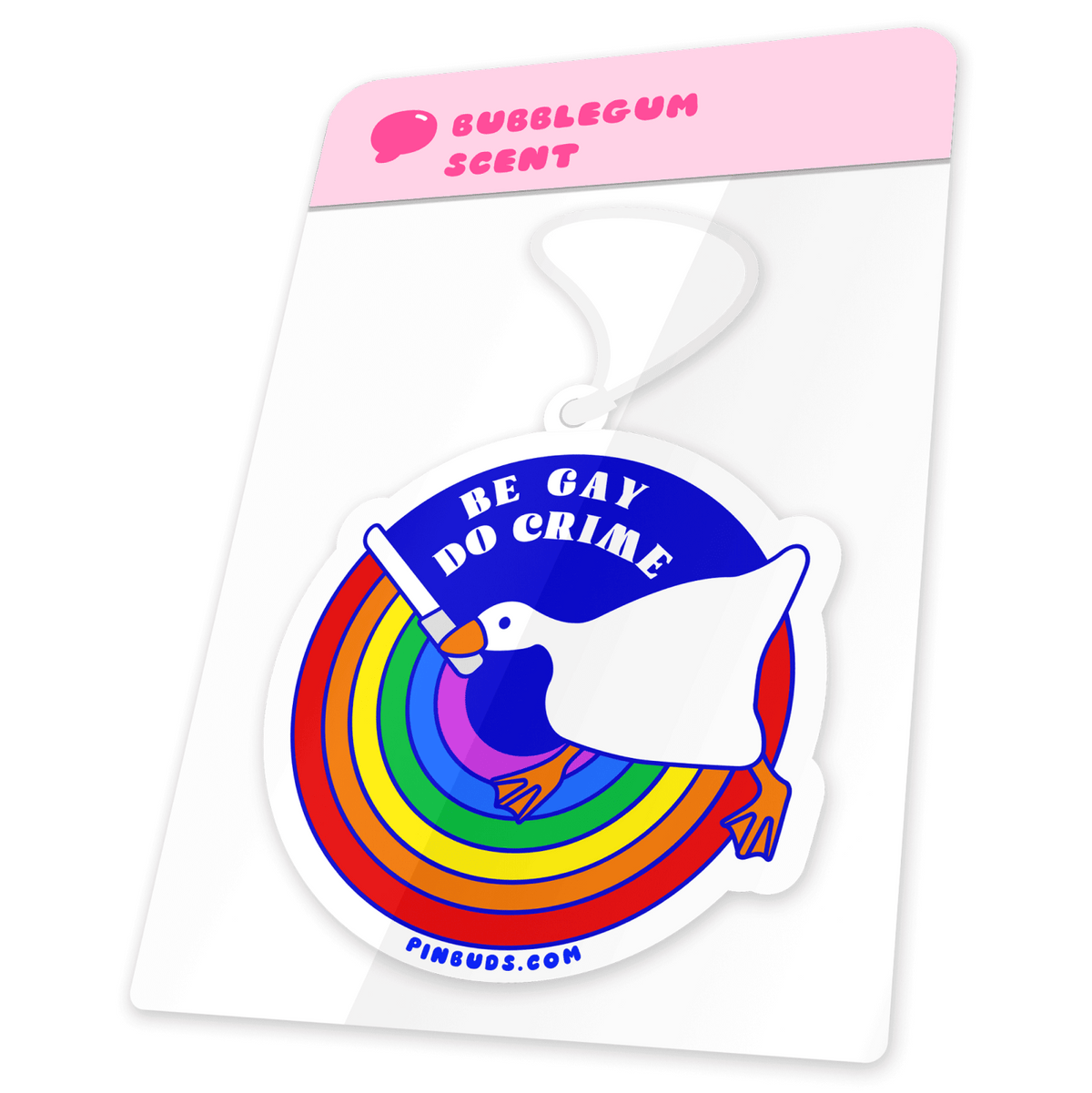 Be Gay Do Crime Goose car air freshener by Pinbuds