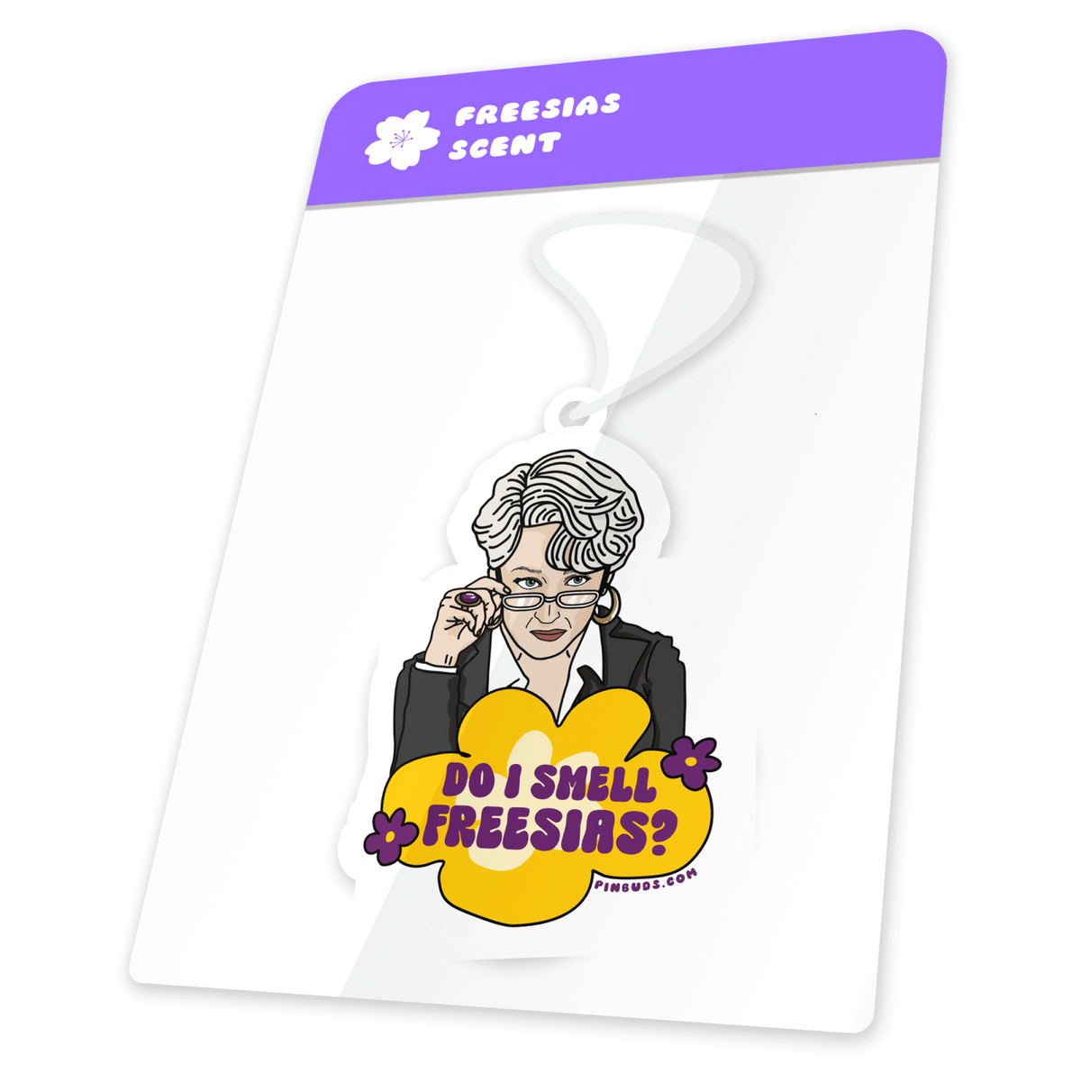 "Do I Smell Freesias?" car air freshener by Pinbuds