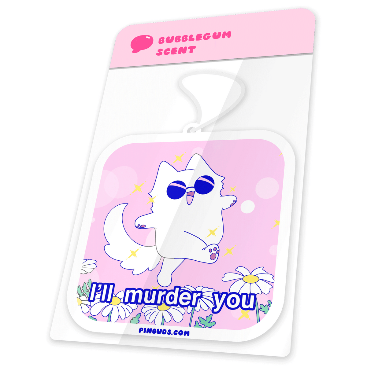 I'll Murder You Cat car air freshener by Pinbuds
