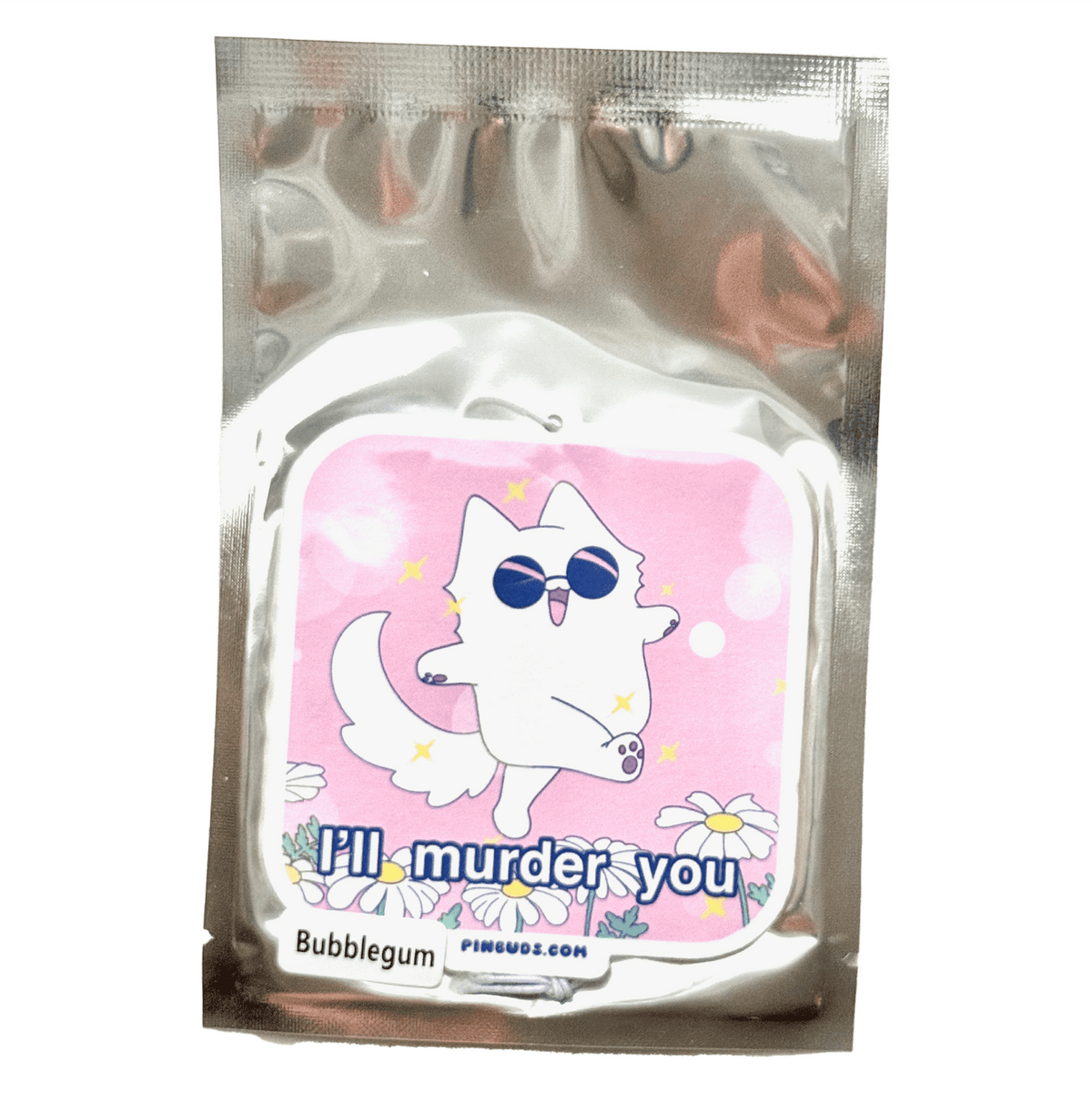 I'll Murder You Cat car air freshener, designed in Sydney