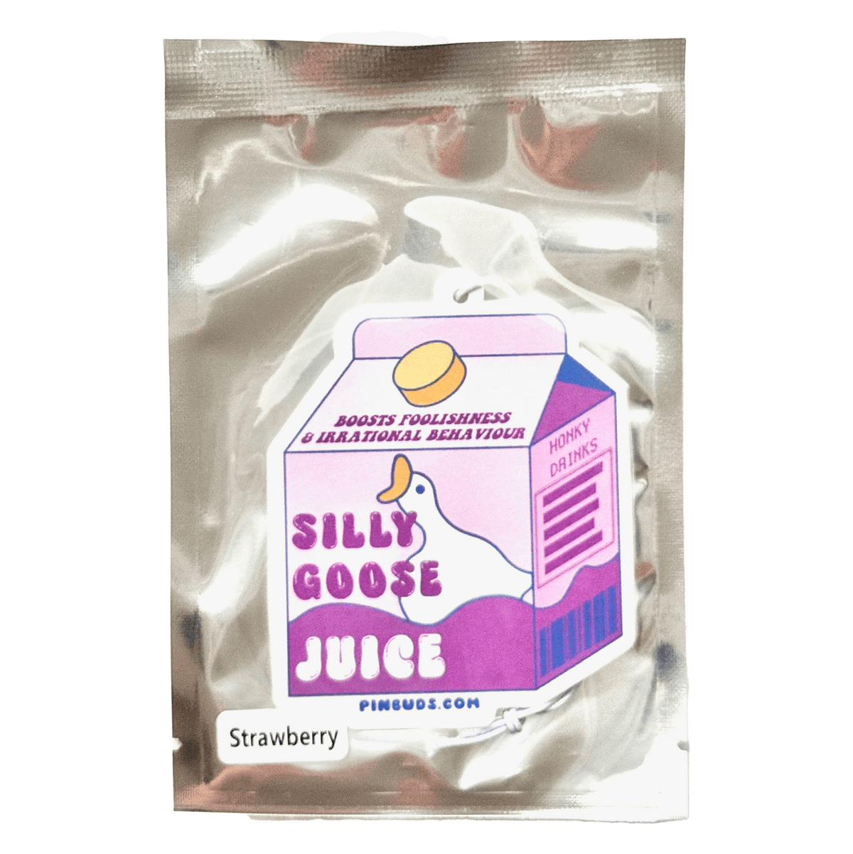 Silly Goose Juice car air freshener, designed in Sydney