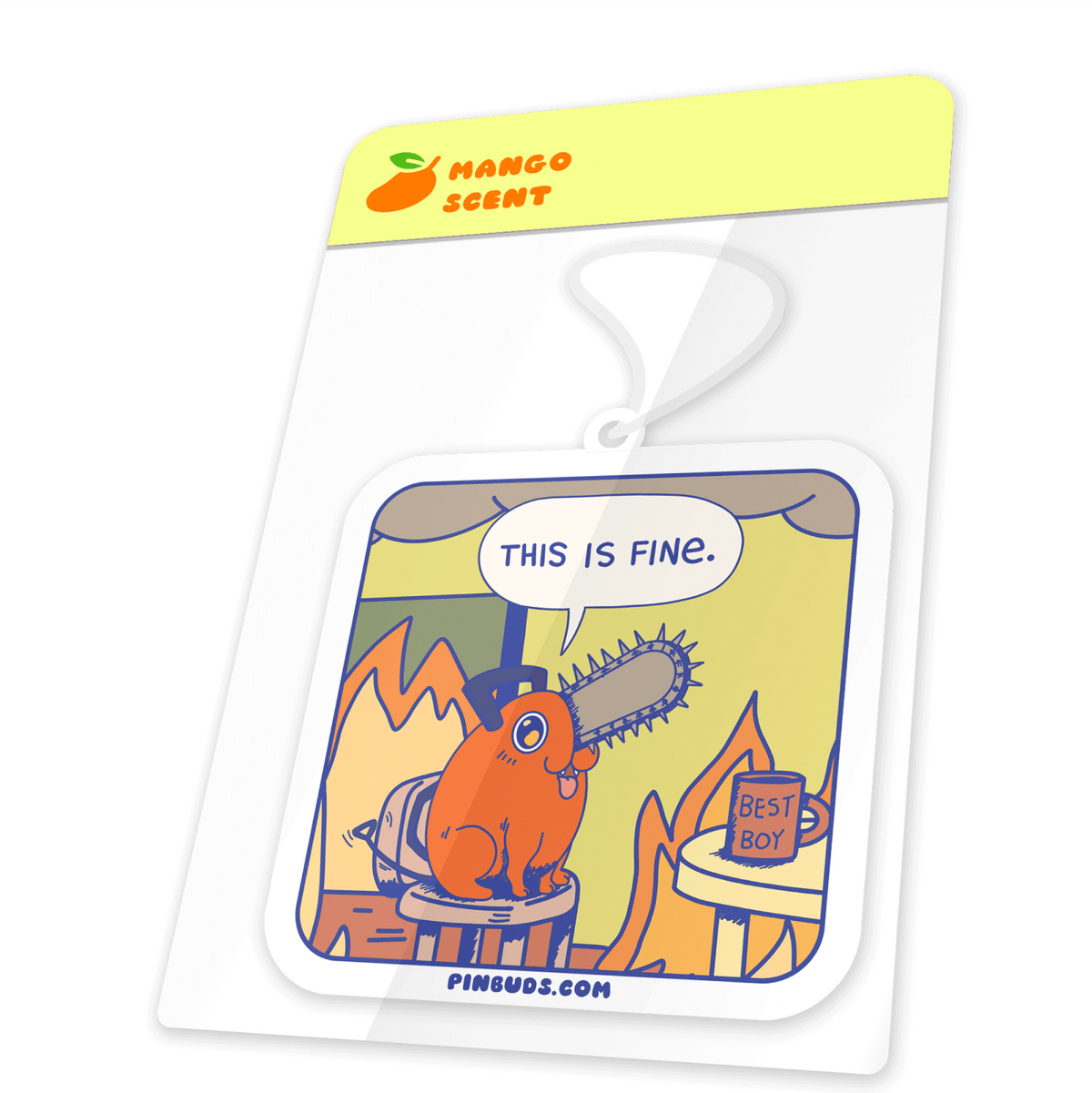 This Is Fine Dog car air freshener by Pinbuds