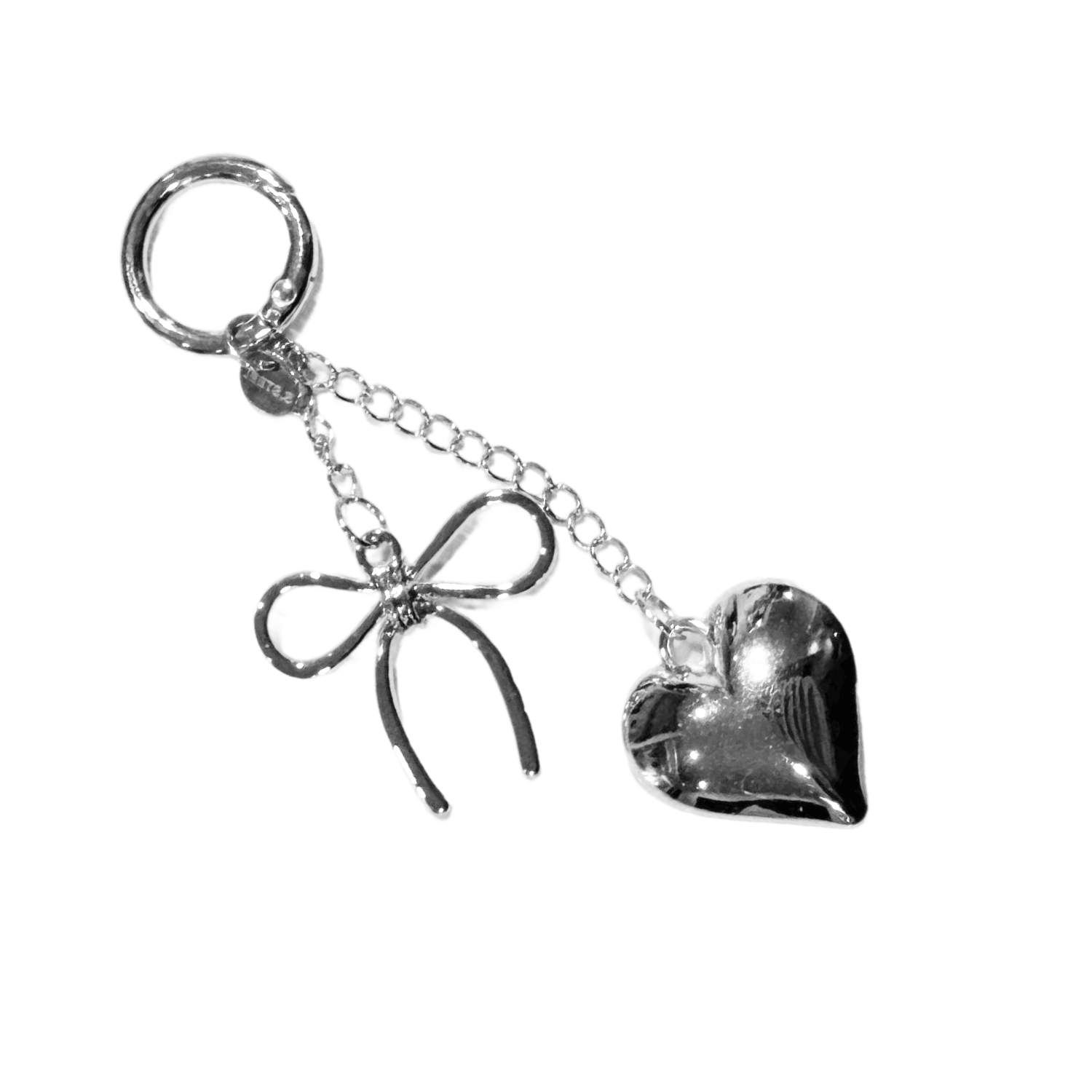 pinbuds Bag Charm Y2K Silver Heart Bag Charm