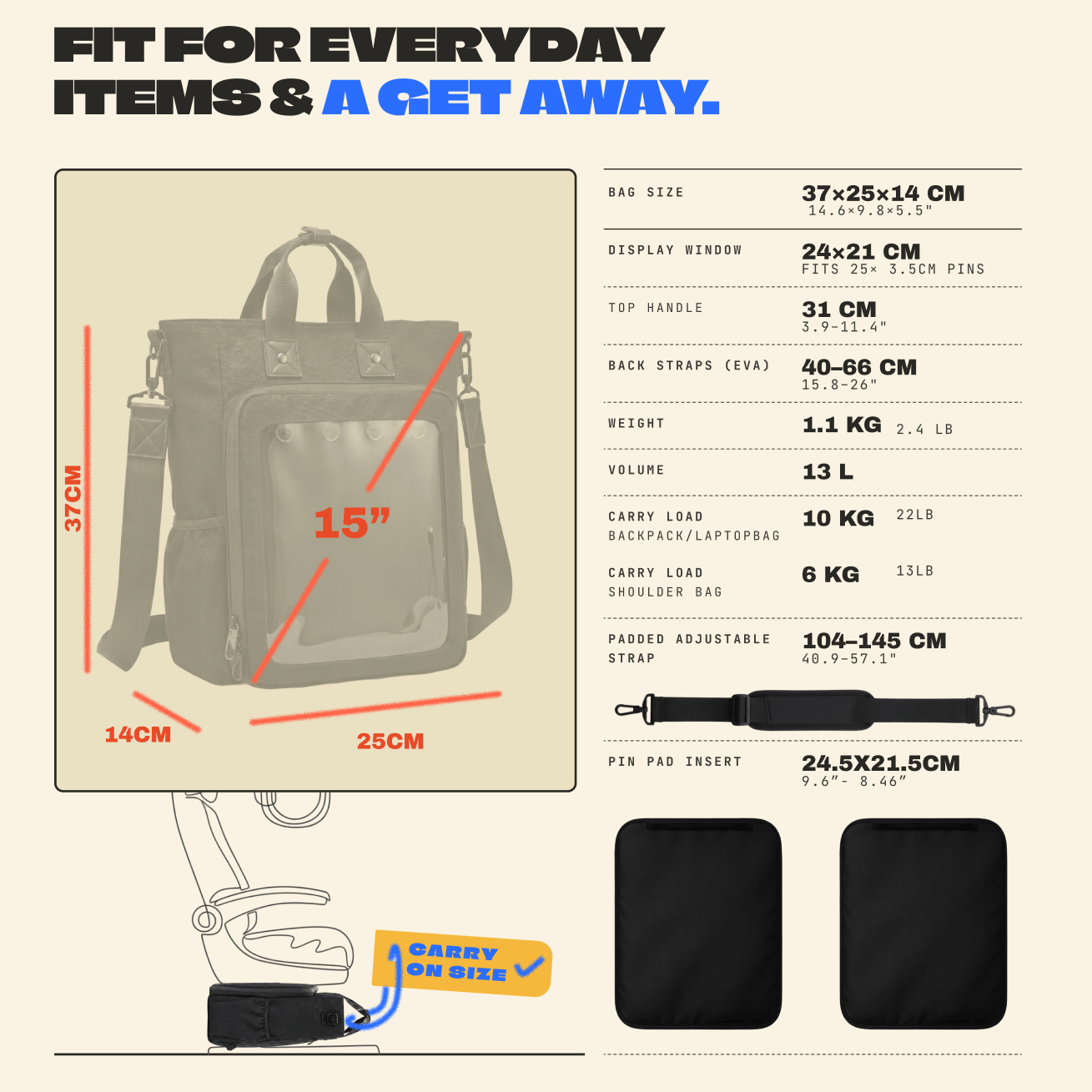 pinbuds Bags 15" 3-Way Shapeshift Backpack Cotton 2026 Version (Pre-Order)