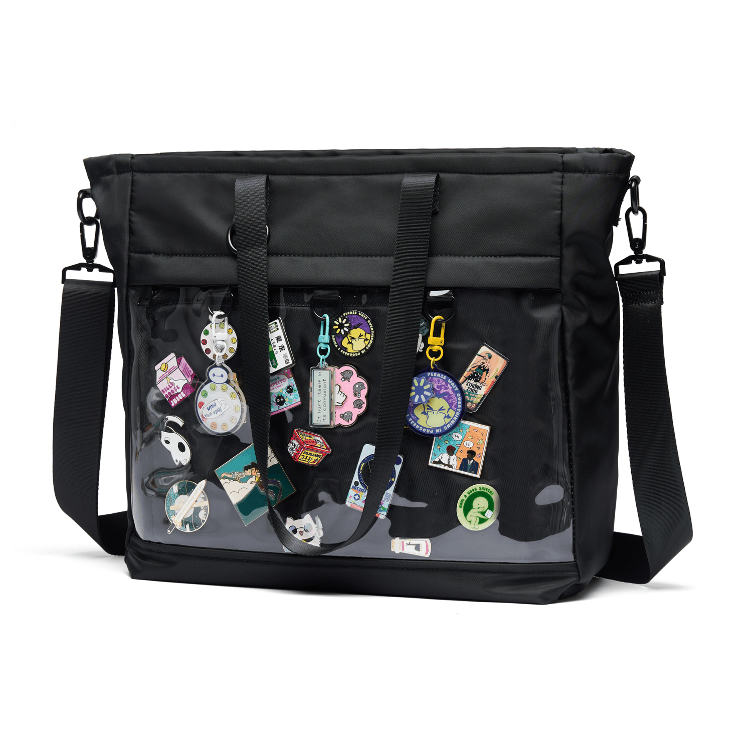 pinbuds Bags 16" 2-Way ITA Tote & Cross-Body Bag, Waterproof Oxford with Pin Display