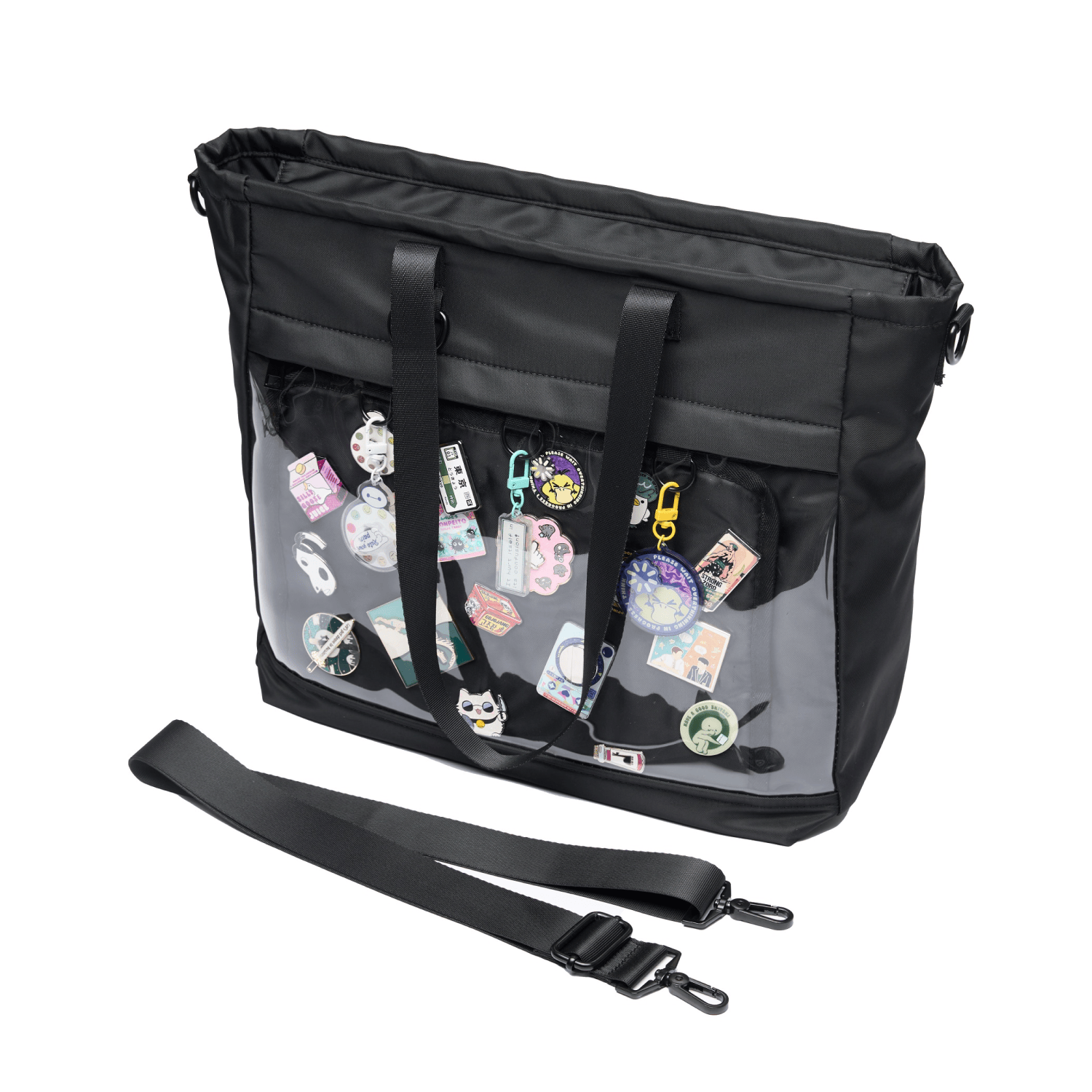 pinbuds Bags 16" 2-Way ITA Tote & Cross-Body Bag, Waterproof Oxford with Pin Display