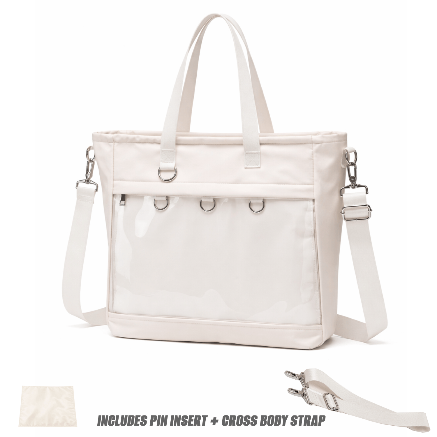 pinbuds Bags 16" 2-Way ITA Tote & Cross-Body Bag, Waterproof Oxford with Pin Display
