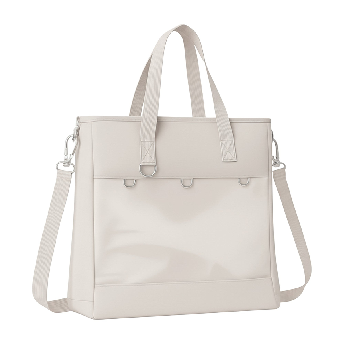 16" 2-Way ITA Tote and Crossbody Bag in beige, with shoulder strap