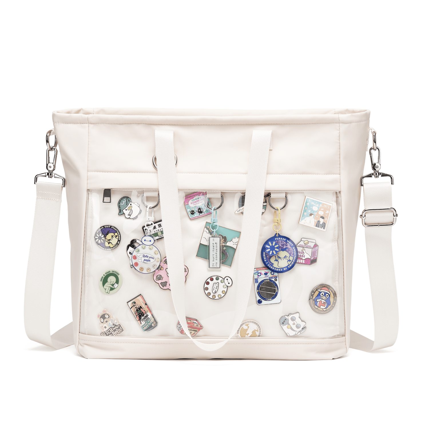 pinbuds Bags 16" 2-Way ITA Tote & Cross-Body Bag, Waterproof Oxford with Pin Display