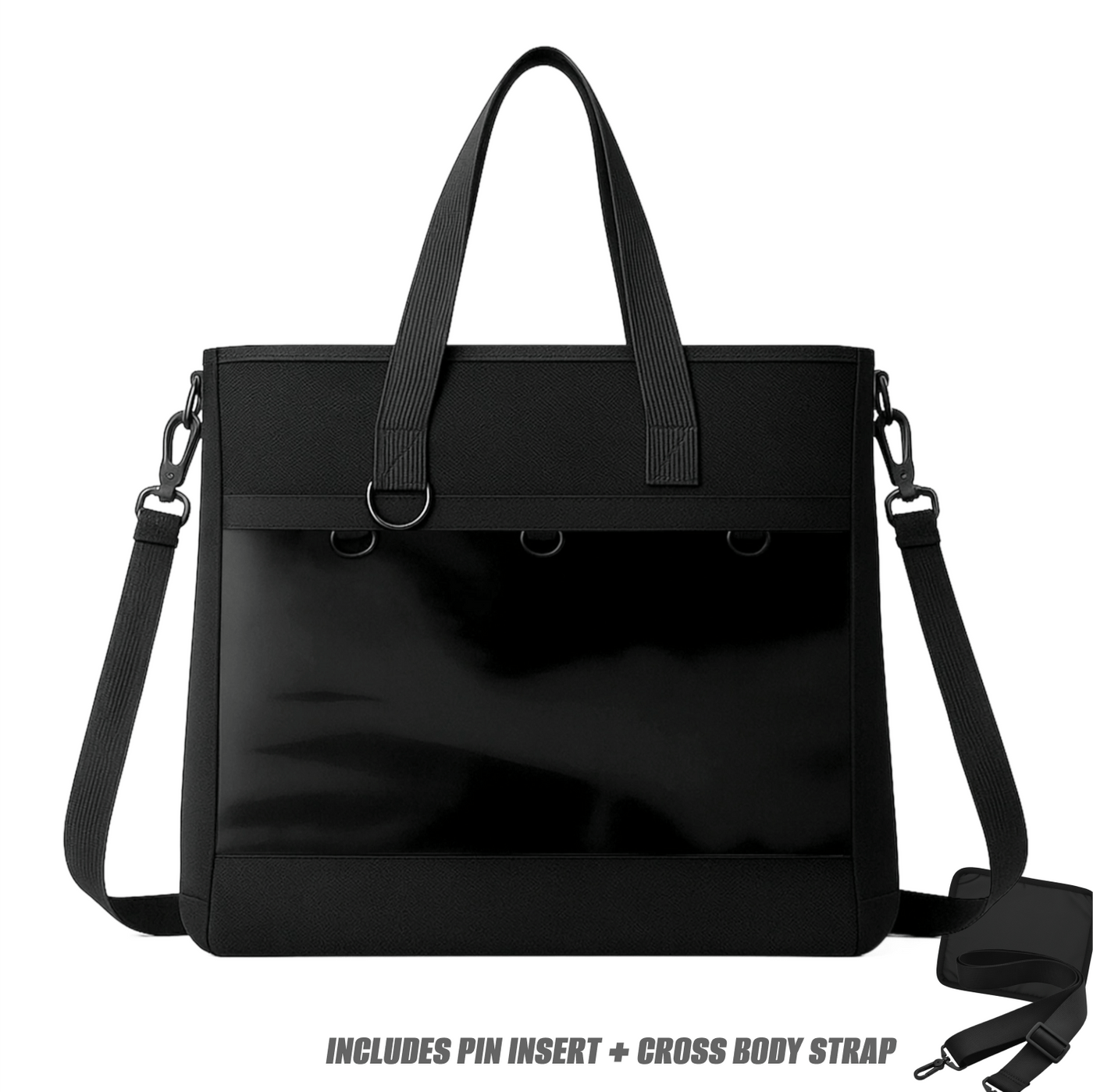 pinbuds Bags Black Oxford Nylon 16" 2-Way ITA Tote/Cross-Body Bag V6 with Shockproof laptop area (Waterproof Oxford)