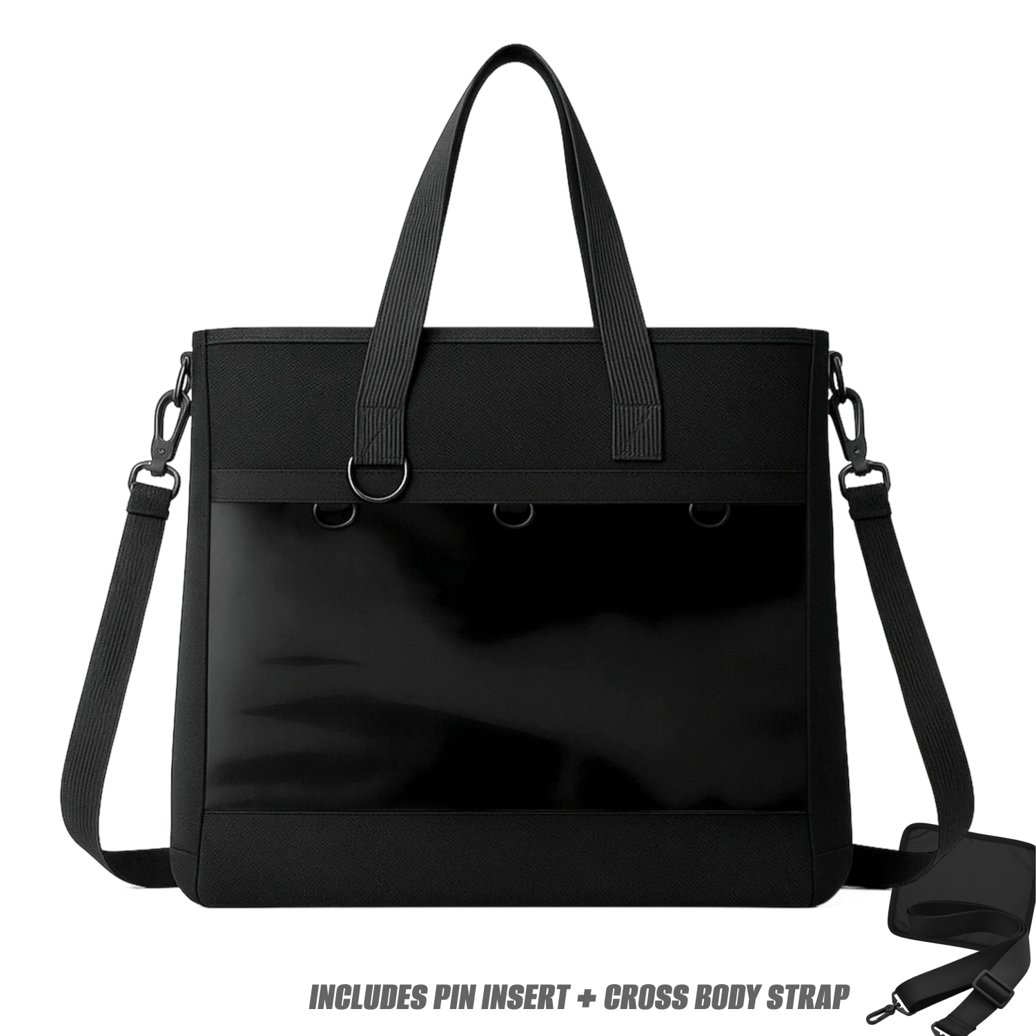 pinbuds Bags Black Oxford Nylon 16" 2-Way ITA Tote/Cross-Body Bag V6 with Shockproof laptop area (Waterproof Oxford)