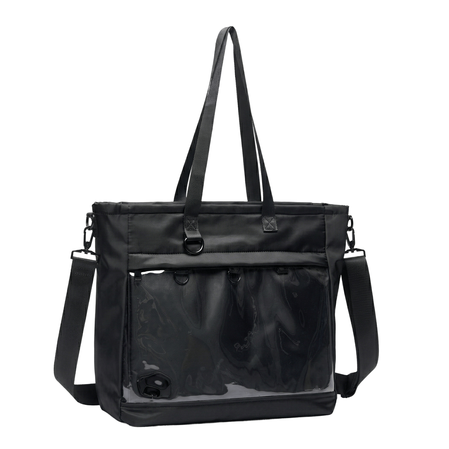 pinbuds Bags Black Oxford Nylon 16" 2-Way ITA Tote & Cross-Body Bag, Waterproof Oxford with Pin Display