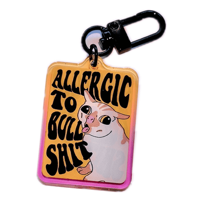 Allergic to Bullshit Coughing Cat Acrylic Charm