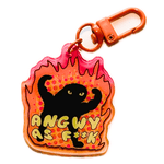 Angwy as Fuck Cat acrylic charm by Pinbuds