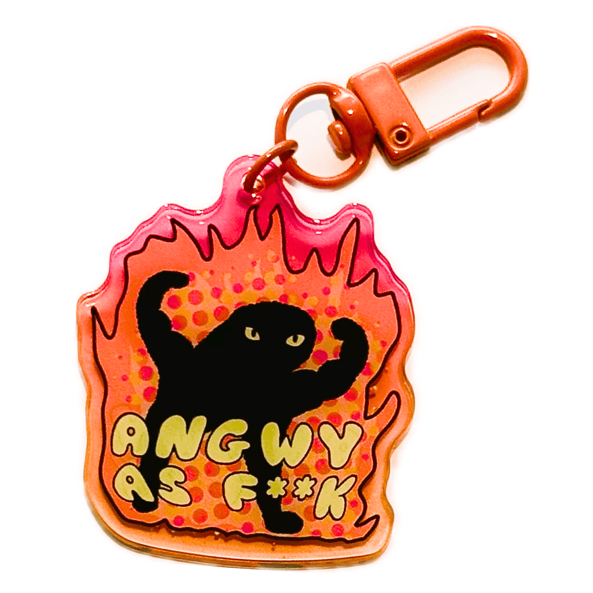 Angwy as Fuck Cat acrylic charm by Pinbuds