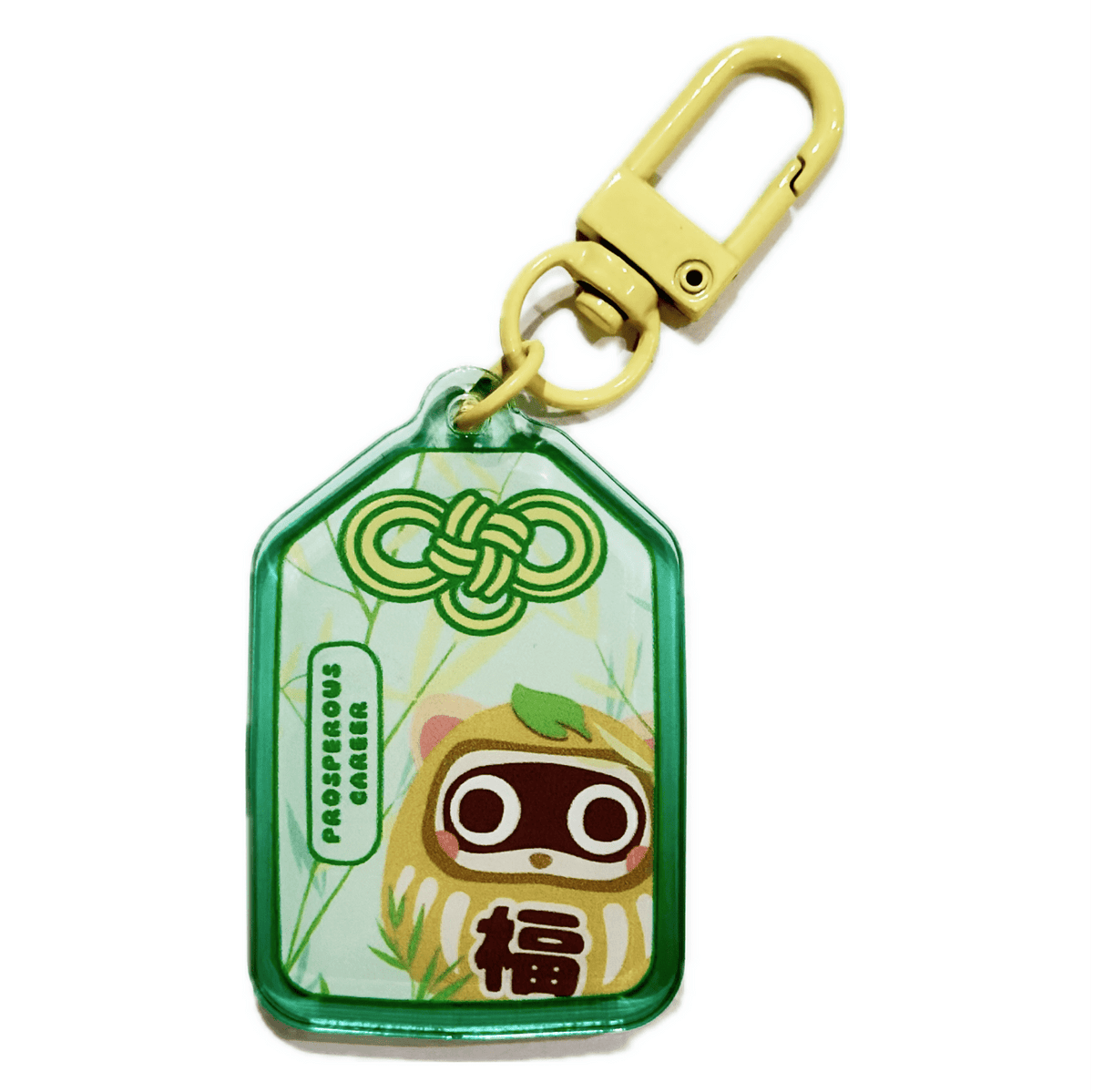Tanuki Daruma Omamori acrylic charm by Pinbuds