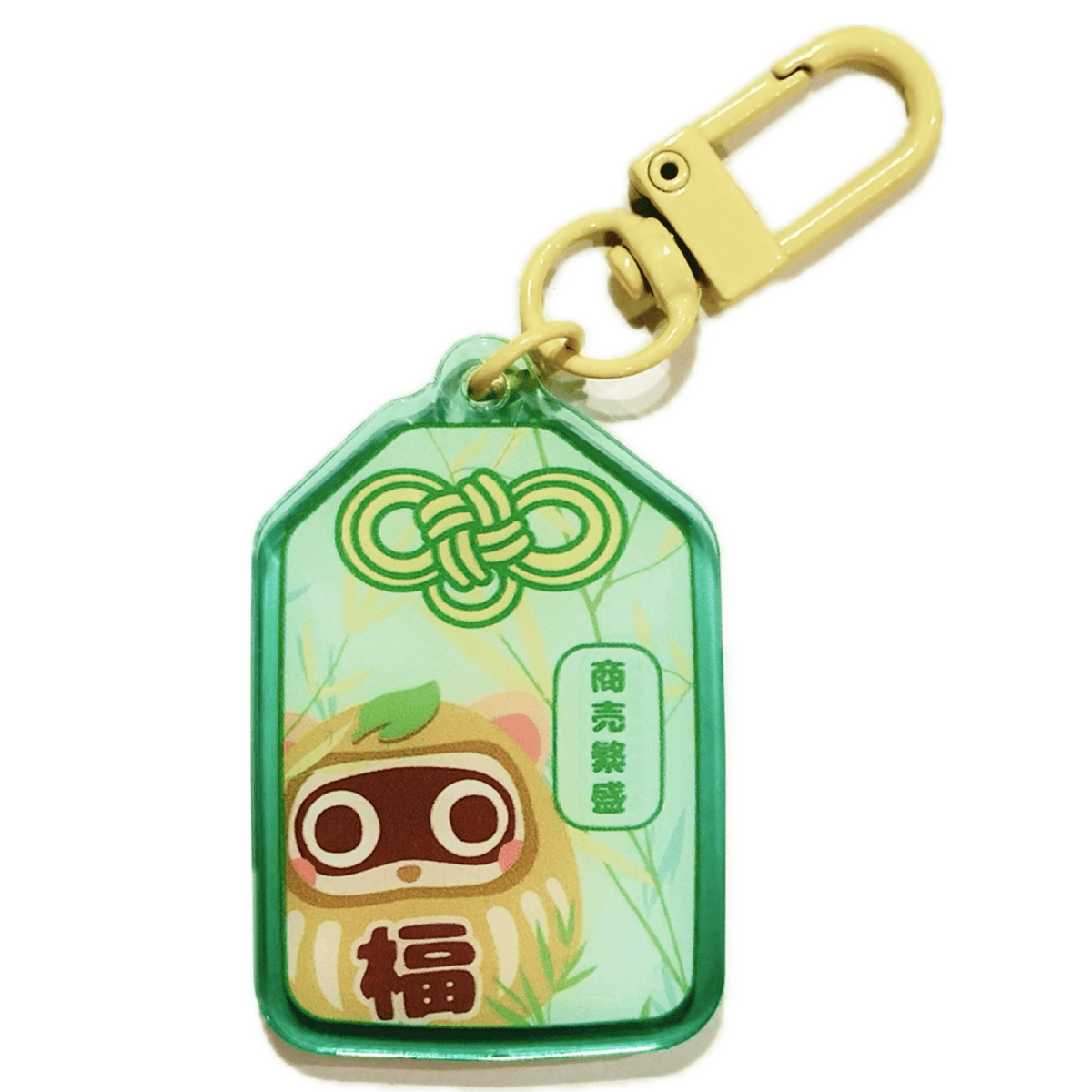 Tanuki Daruma Omamori acrylic charm, designed in Sydney