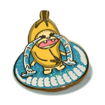 Crying Banana Cat enamel pin, designed in Sydney