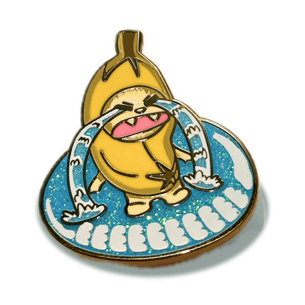 Crying Banana Cat enamel pin, designed in Sydney