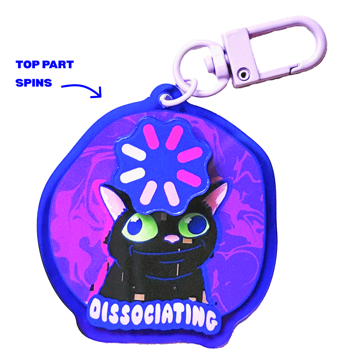 Dissociating Cat acrylic charm by Pinbuds