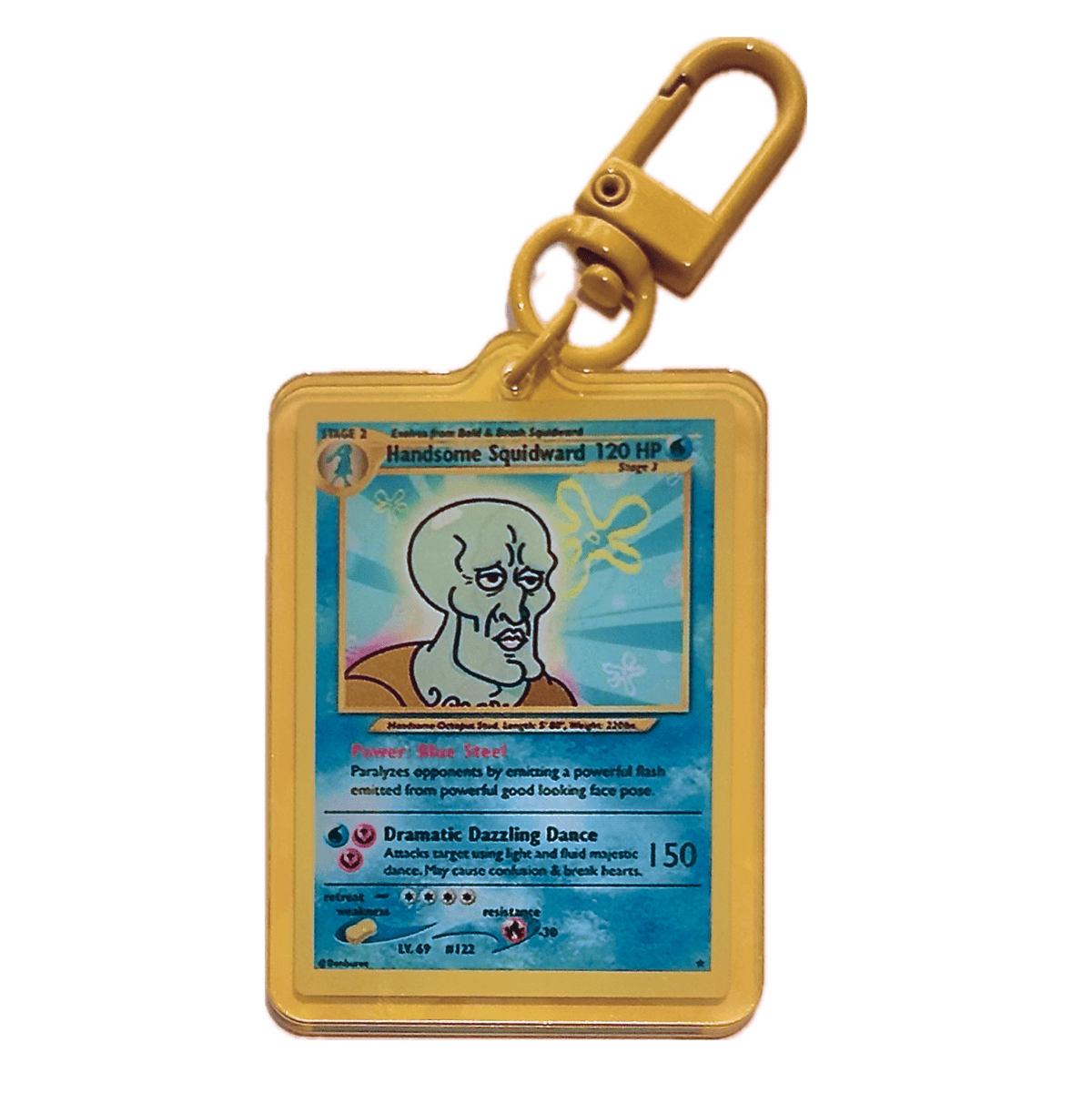 Handsome Squidward Holographic Card acrylic charm, designed in Sydney