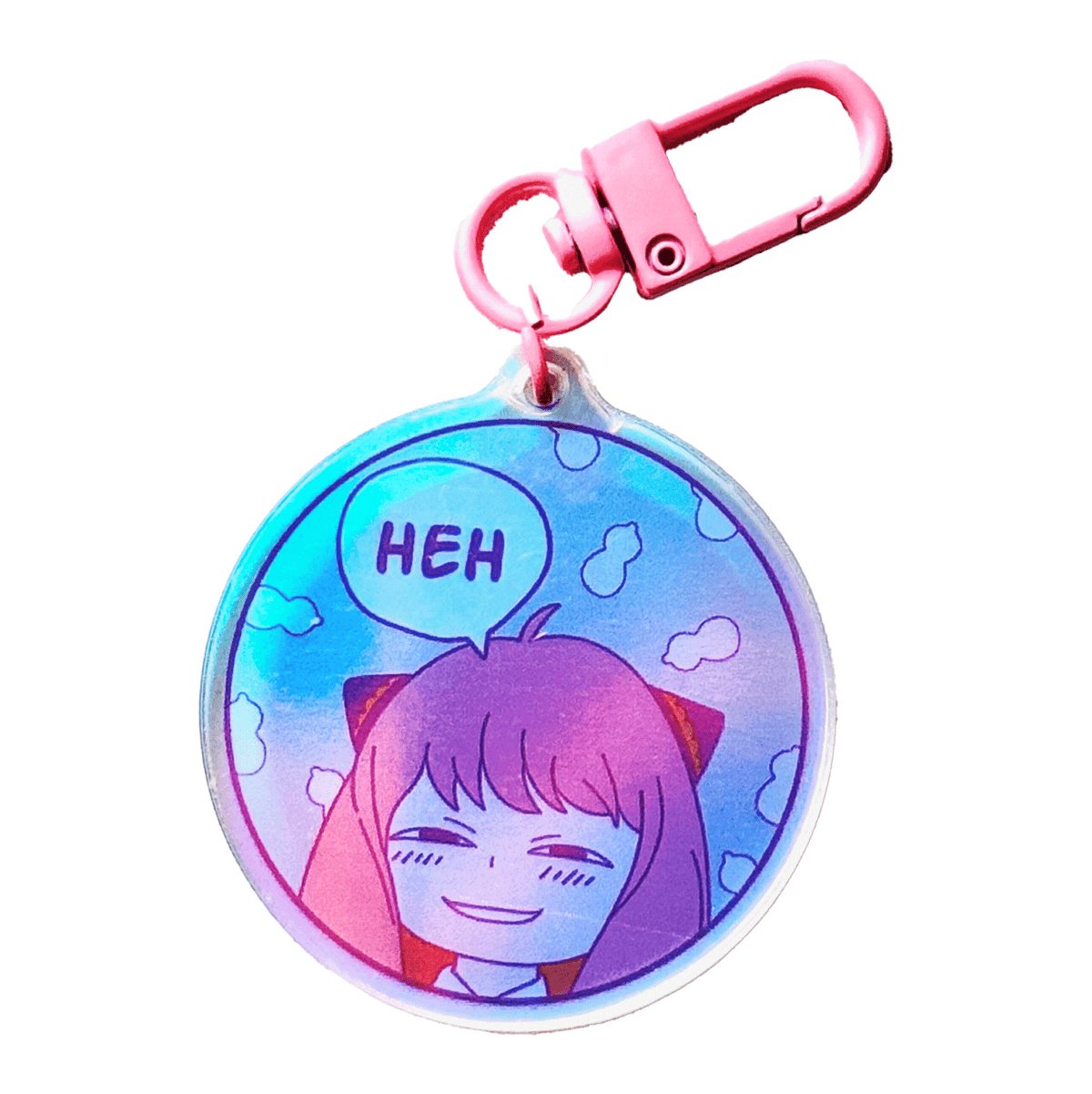 Smug Spy Face acrylic charm, designed in Sydney