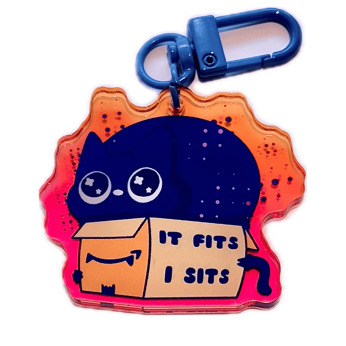 If It Fits I Sits Cat acrylic charm by Pinbuds